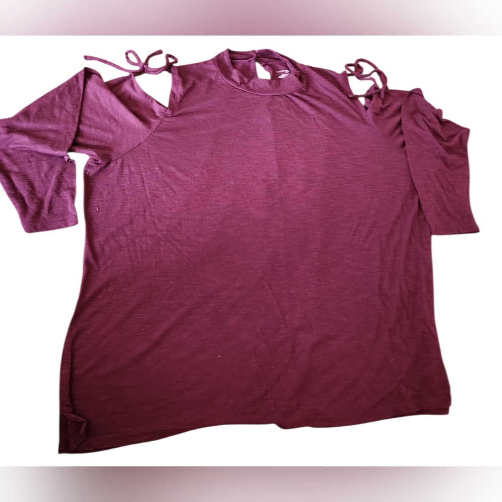 Plus-size Women's Purple Top with Shoulder Ties